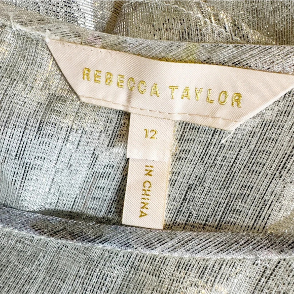 NEW Rebecca Taylor Shadow Lily Metallic Silver Silk
Ruffle Mini Dress Size 12 - Picture 12 of 15